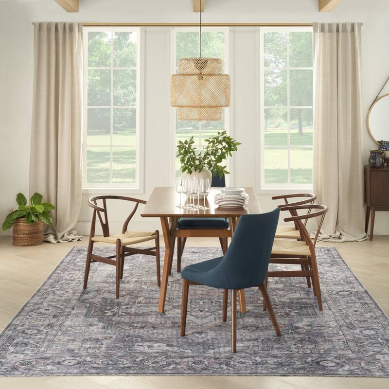 Hequ Power Loomed Distressed Floral Area Rug By HomeRoots - 9' x 12'