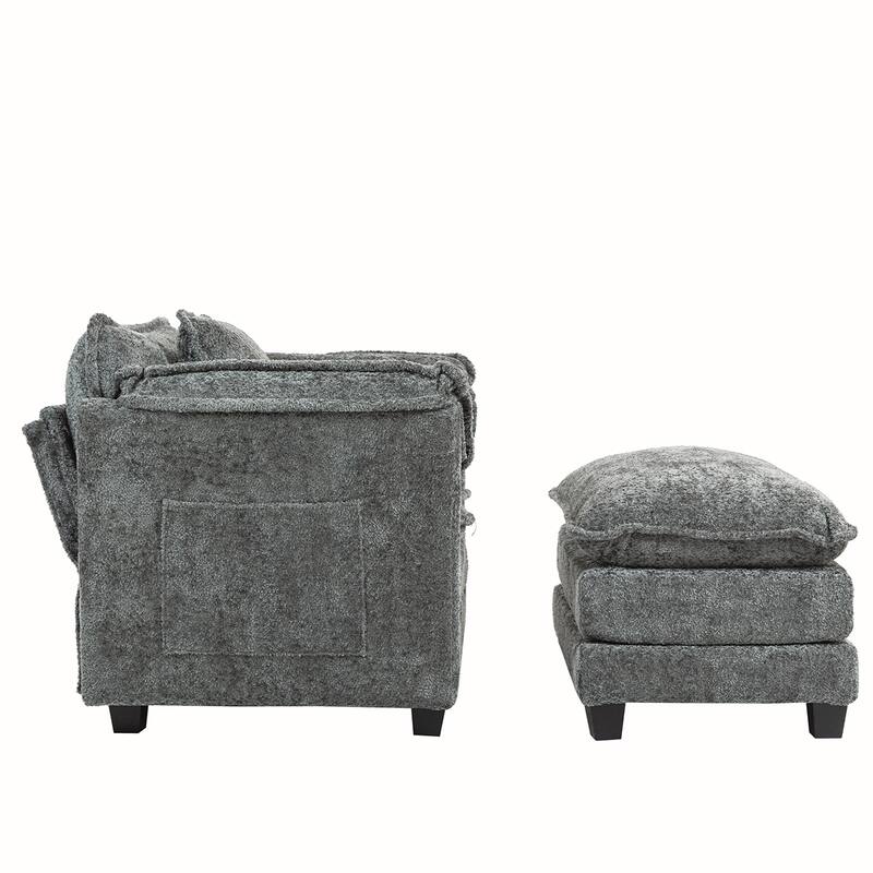 Boucle Oversized Sofa Chair With Ottoman
