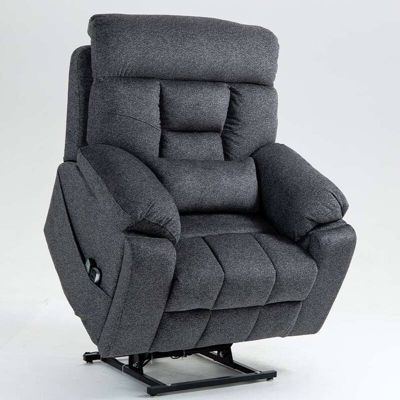Upgraded Flagship 4-Motor Independent Control Oversized 180° Lay Flat Chenille Power Lift Recliner Chair