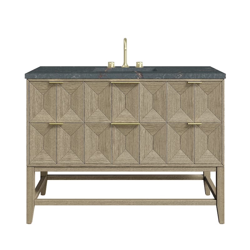 James Martin Vanities D100-V48-3PBL Emmeline 48" Single Basin Ash Wood - Pebble Oak - Oak Finish