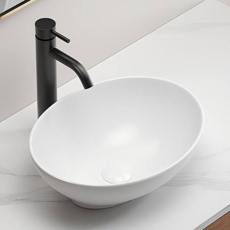 White Oval Ceramic Countertop Bathroom Vanity Vessel Sink ,Bathroom Sink - White