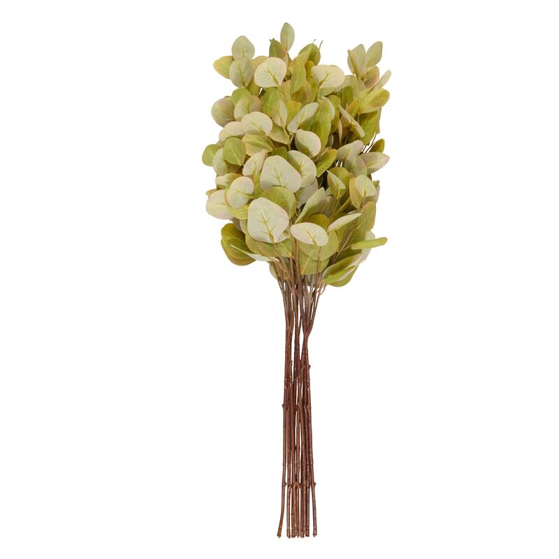 Green Polyester Tall Eucalyptus Stem Artificial Foliage (Set of 12)