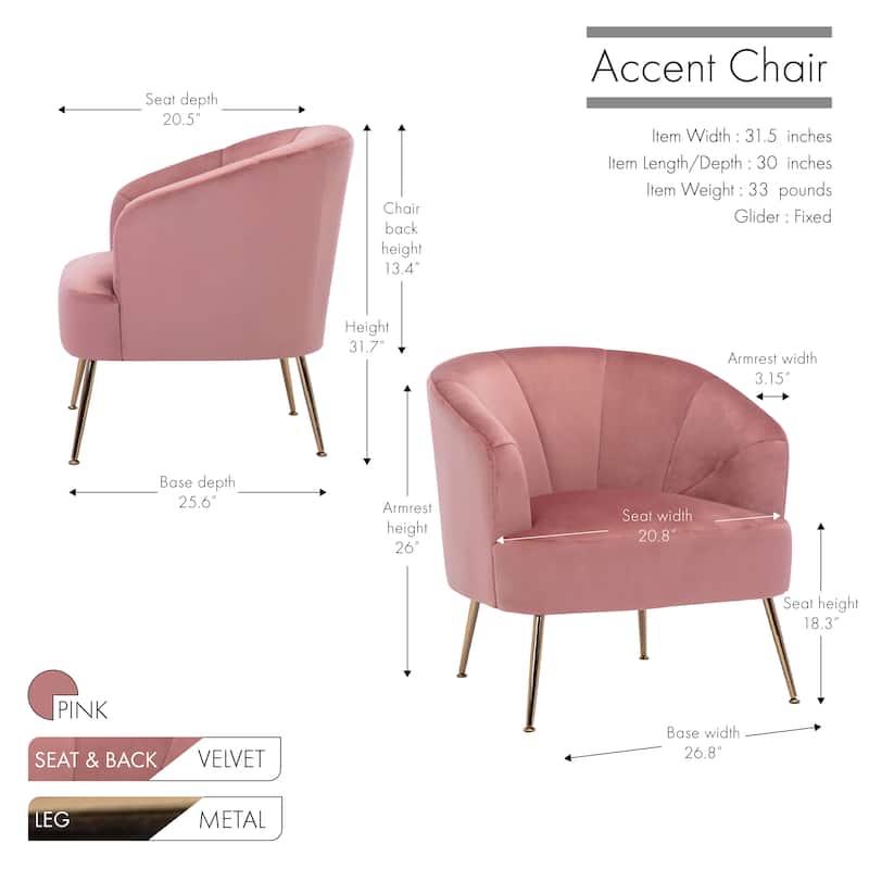 Porthos Home Skye Tufted Velvet Chrome Leg Accent Chair