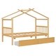 preview thumbnail 31 of 72, Creativity House Bed Twin Size Frame with 2 Wood Drawers for Boys Girls, Wood Platform Bed with Roof No Box Spring Needed