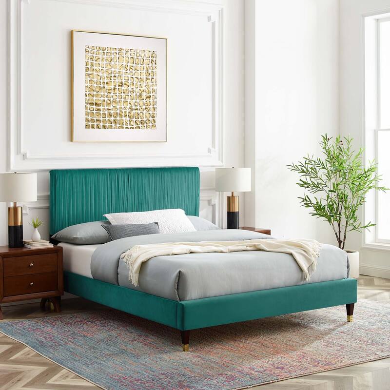 Peyton Performance Velvet Queen Platform Bed