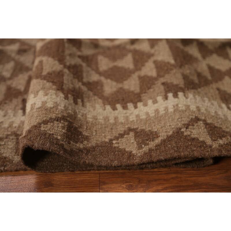 Tribal Geometric Kilim Area Rug Flat-weave Oriental Wool Carpet - 4'10" x 6'8"