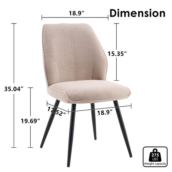 dimension image slide 4 of 5, Set of 2 Modern Dining Chairs, Armless Upholstered Side Chairs