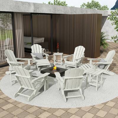POLYTRENDS Laguna All Weather Poly Outdoor Adirondack Patio Conversation Set - Foldable (12-Piece)