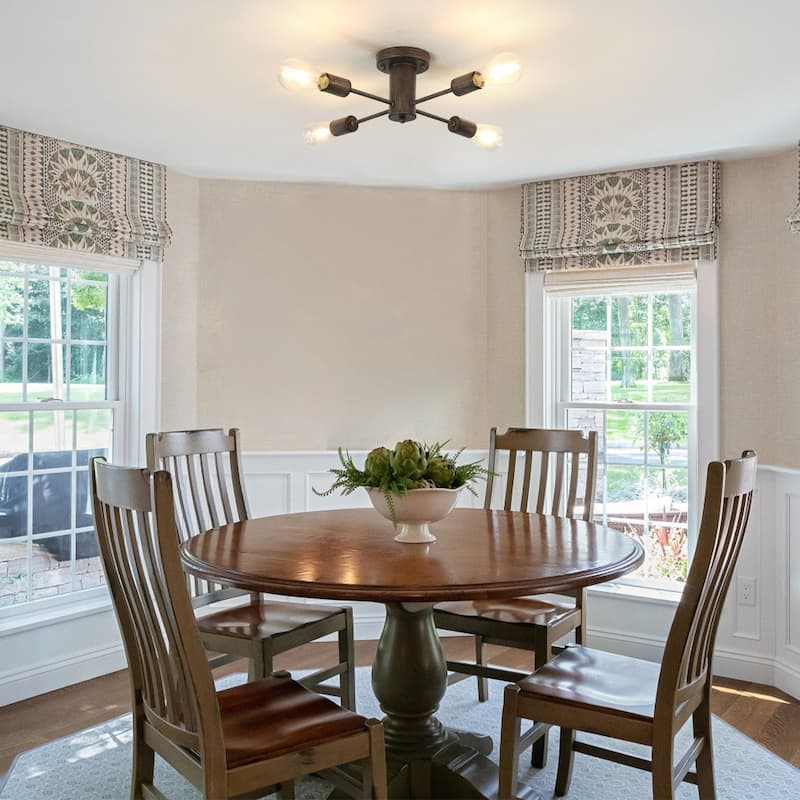 4-Light Modern Semi Flush Mount Chandelier for Bedroom Study Room