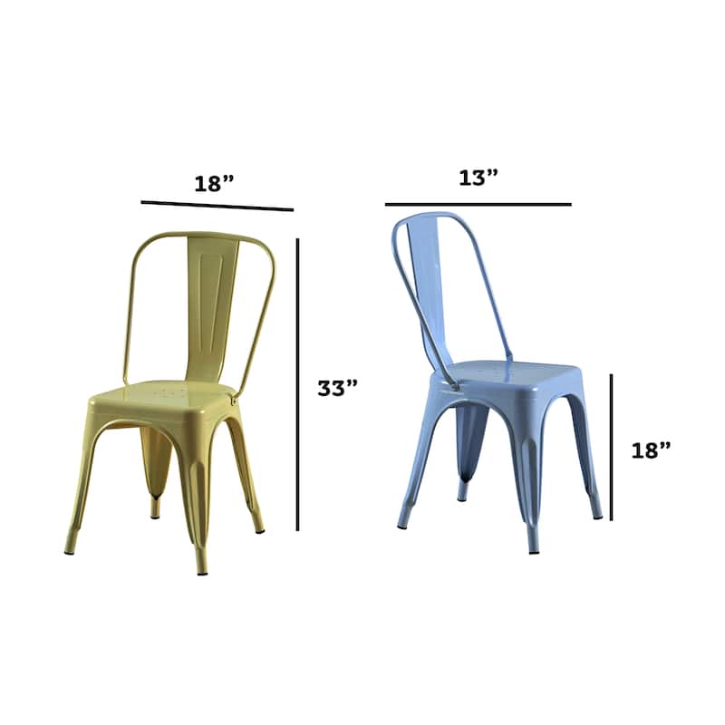 Industrial Metal 18 Inch Stackable Dining Chair Set