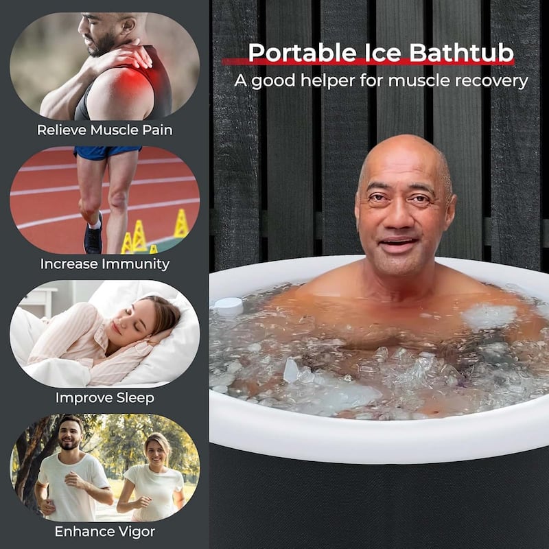 66 Gal Capacity Ice Bath Tub for Adult Outdoor Ice Plunge Tub w/ Lid