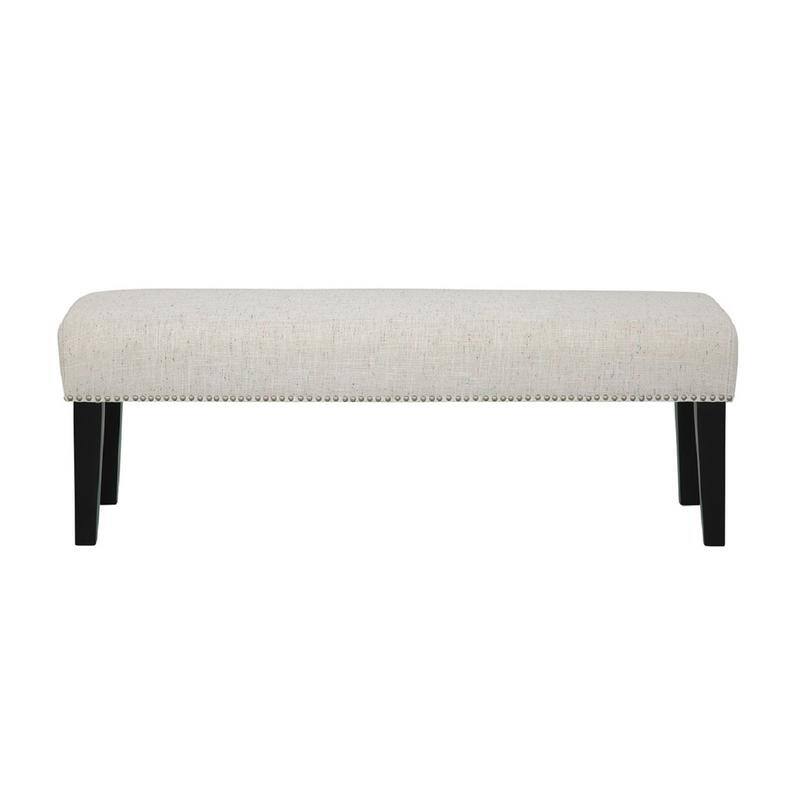 Grafton Home Miley Upholstered Accent Bench w/ Nailhead Trim - Funfetti Cream/Espresso Legs
