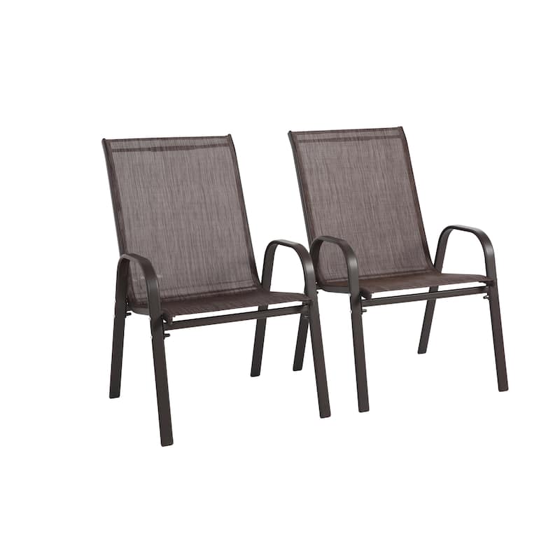 Outdoor Camping Chairs with Breathable Textilene Fabric, Set of 2