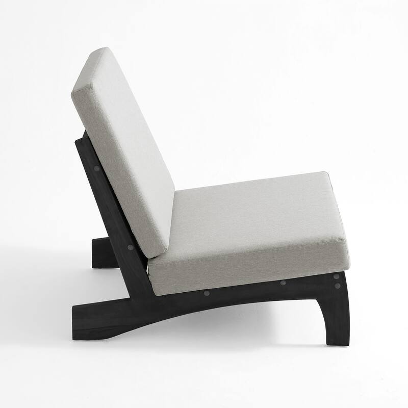 Outdoor Teak Wood Waterproof Armless Chair Loveseat with Cushions