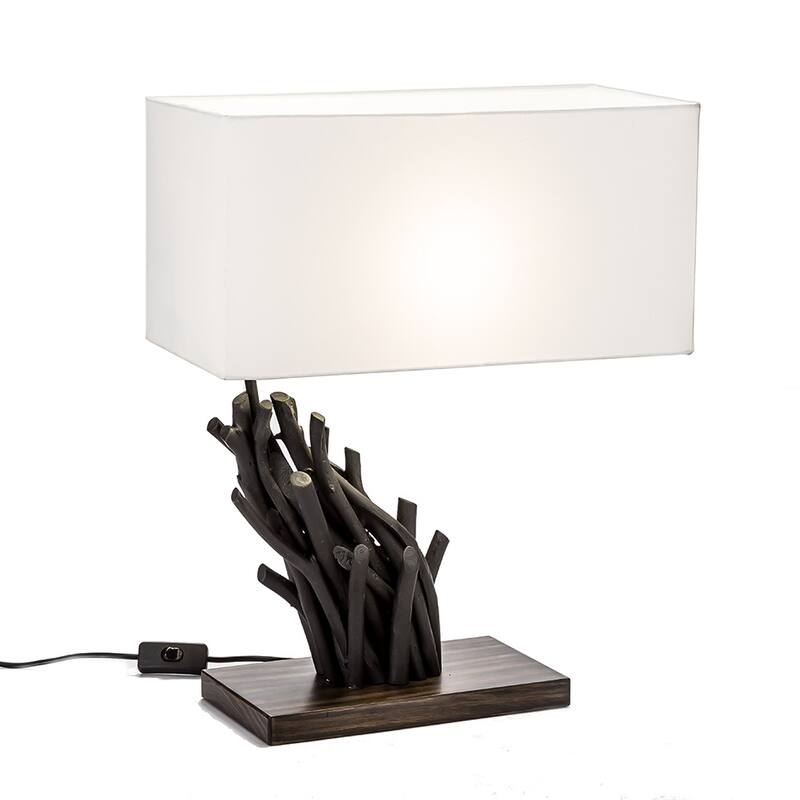 Modern Home Angled Driftwood Nautical Wooden Table Lamp - Blackwood - Black