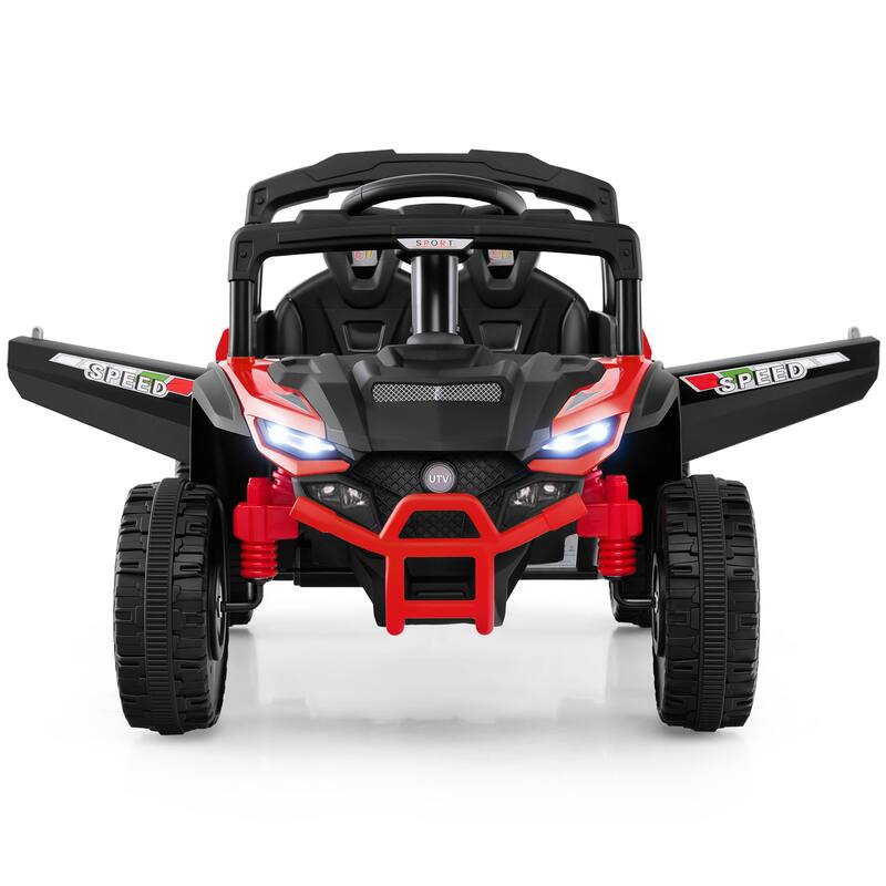 Electric UTV Ride On Car for Children with Lockable Doors Comfortable Seat Music and Lights - 35.5" x 23" x 21" (L x W x H) - Red
