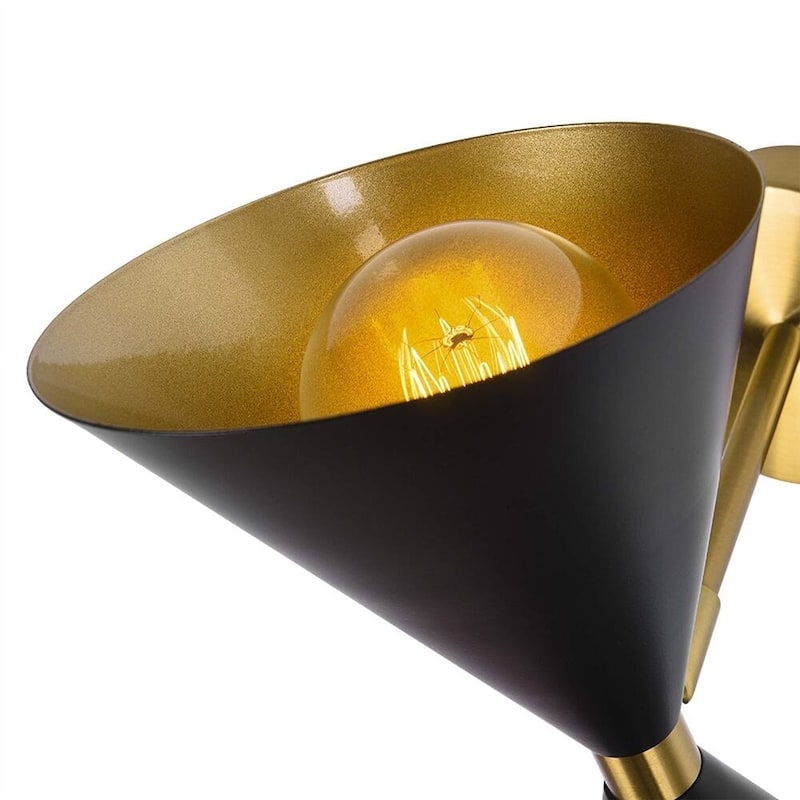 2-Light Modern Industrial Cone Black Bathroom Vanity Light Up&Down Hourglass Armed Wall Sconces