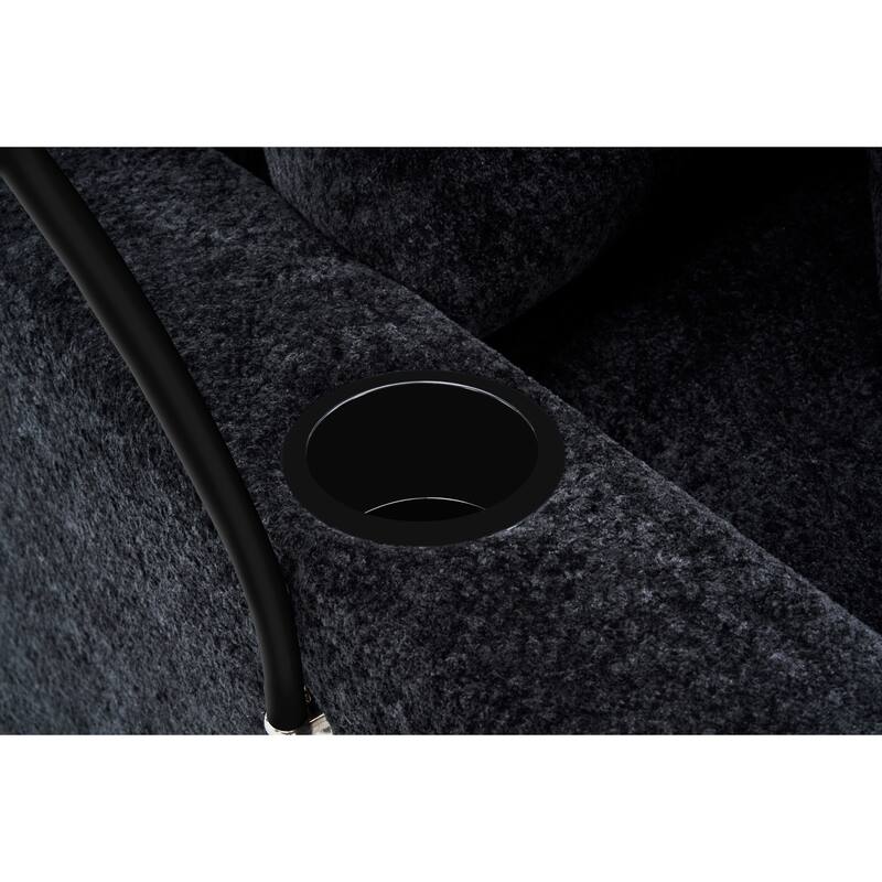 Chenille Single Sofa Chair Chaise Lounge with Phone Holder, Upholstered Recliner Sleeper Sofa Bed for Living Room