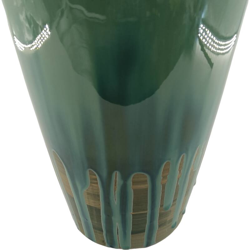 Ceramic Stoneware Decorative Vase with Glossy Drip Glaze Finish