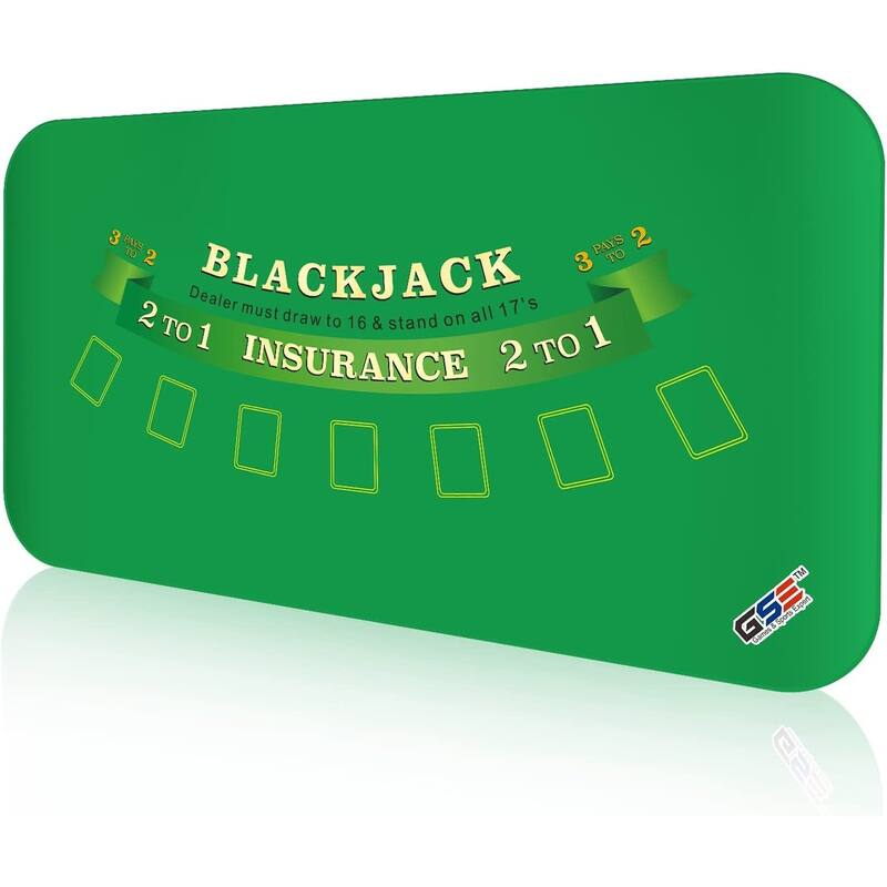 GSE™ 70"x35" Casino Blackjack Layout Mat with Carrying Bag, Non-Slip Rubber Blackjack Tabletop Cover