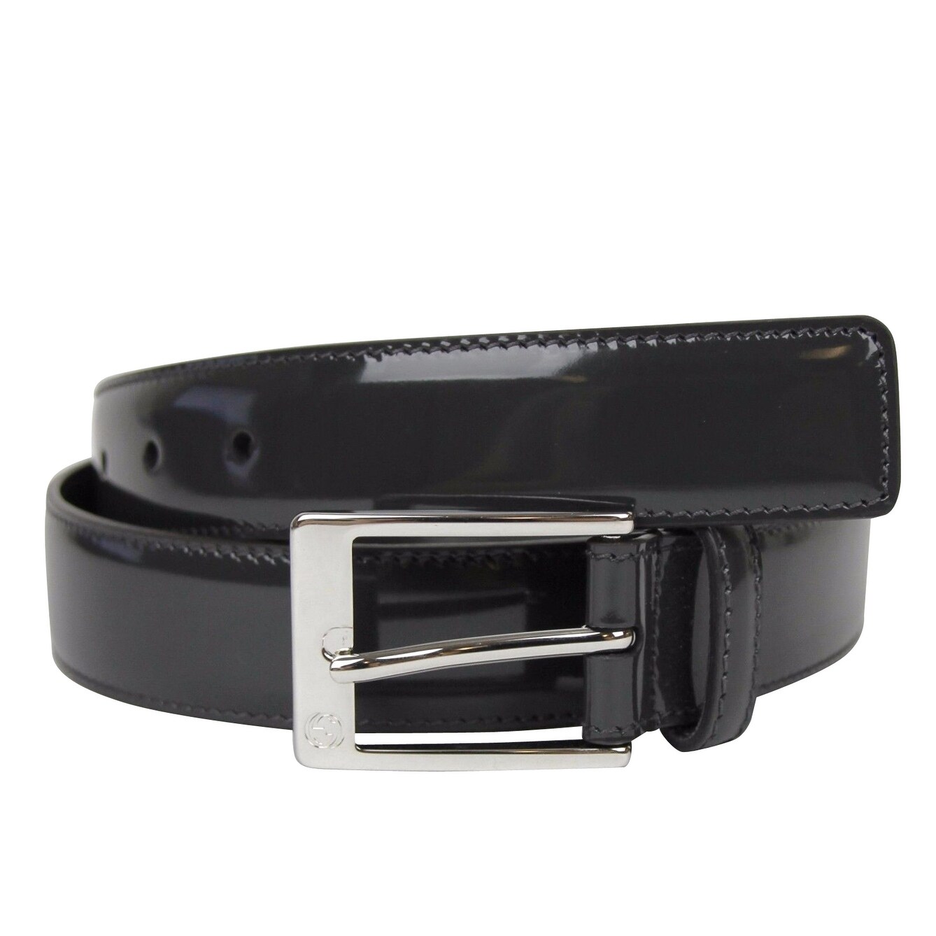 Gucci Men's Square Dark Patent Leather with GG Detail Buckle - Overstock 25455600