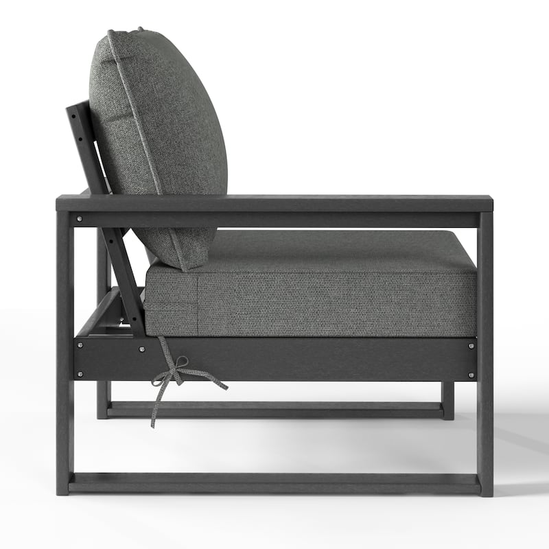 Polytrends Endless Patio Deep Seating Left Arm Chair with Gray Frame