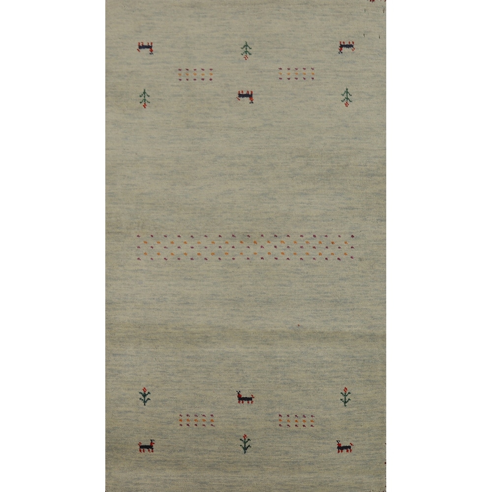 Hand Knotted Oriental 100% Wool Carpet Tribal Tribal Multi-Colored Gabbeh Area Rug - 4' 11'' X 2' 10''