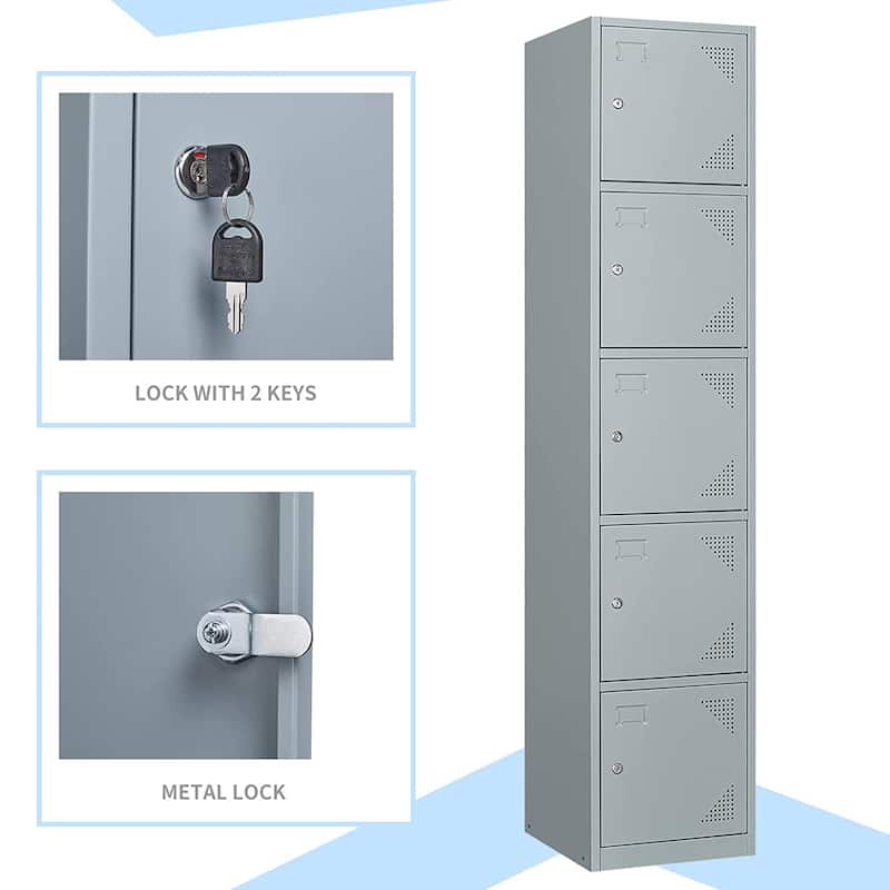 15 Inch Wide Steel Storage Lockers with 5 Doors - N/A - Bed Bath ...