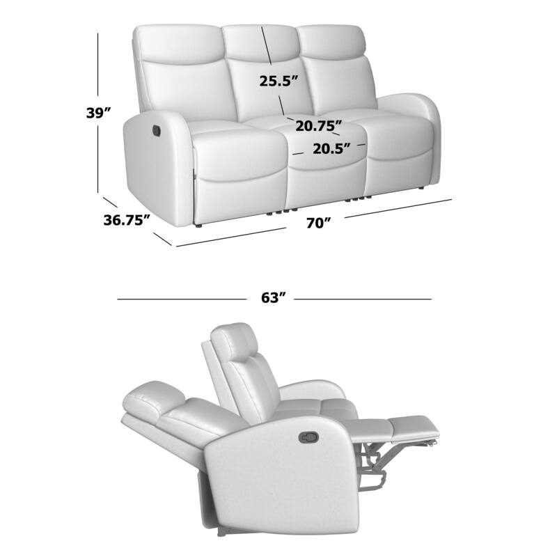 Strick & Bolton 3 Seat Distressed Faux Leather Reclining Loveseat