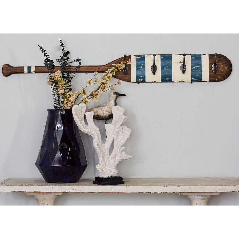 Wood 2 Hangers Wall Hook - Brown - Roche River Decor - 4"W x 48"L x 6"H