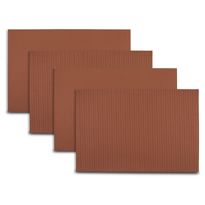 Dainty Home Hudson Premium Vegan Leather Reversible 2 Pattern Rectangular Placemat Set Of 4
