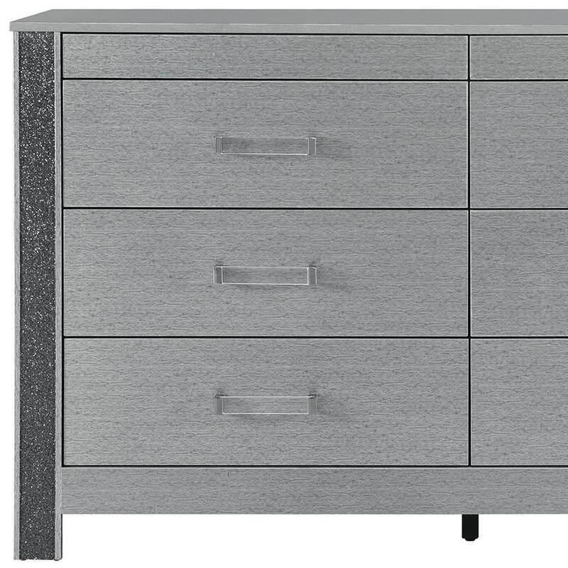 HomeRoots 62" Silver Wood Six Drawer Double Dresser