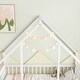 preview thumbnail 6 of 10, White Twin Size Pine Wood House-Shaped Floor Bed with Fence and Roof