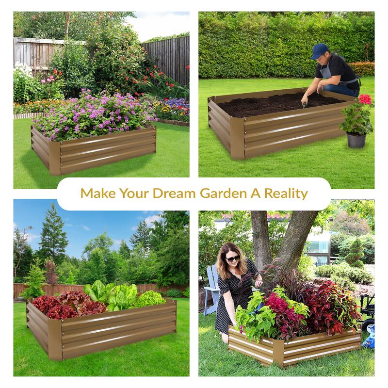 Sunnydaze Galvanized Steel Raised Garden Bed - 4' x 3' - 47.5" x 35.5" x 11.75"