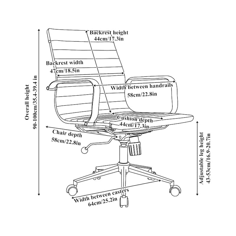 LUXMOD Ribbed Home Office Computer Chair Desk Chair