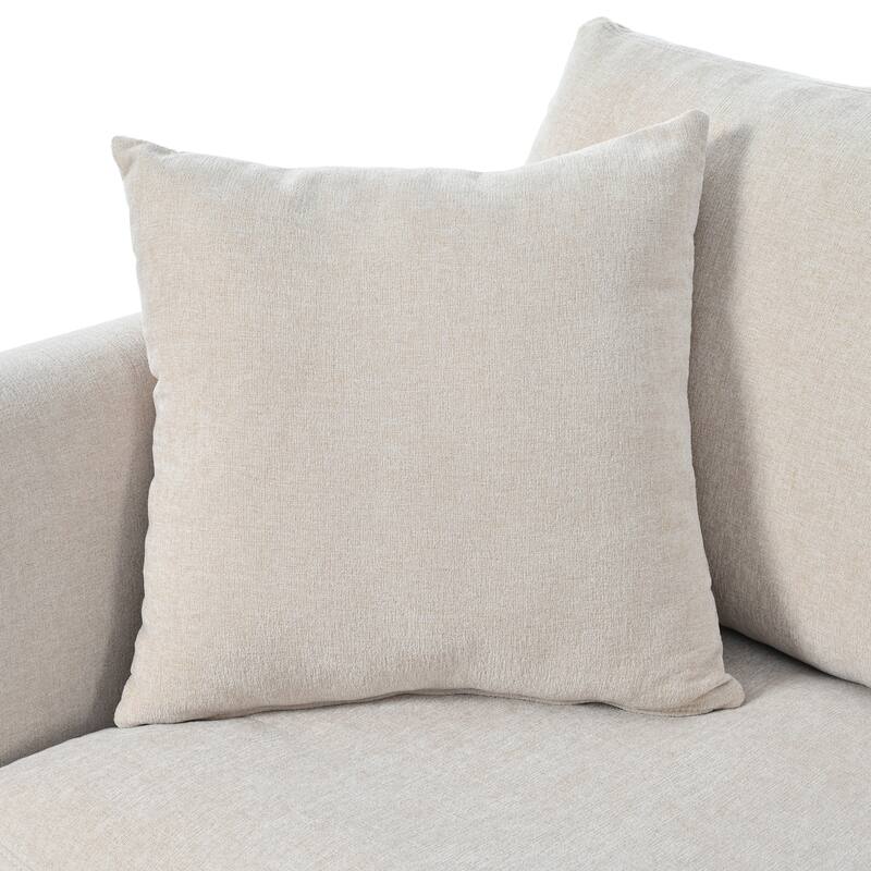 111.4" Polyester Combination Sofa with 3 Pillows, Curved Design and Removable Cushions