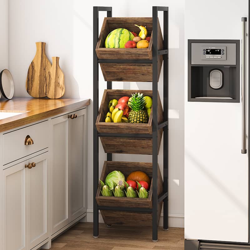 Vertical Standing Basket Storage Tower for Kitchen Bathroom Living Room