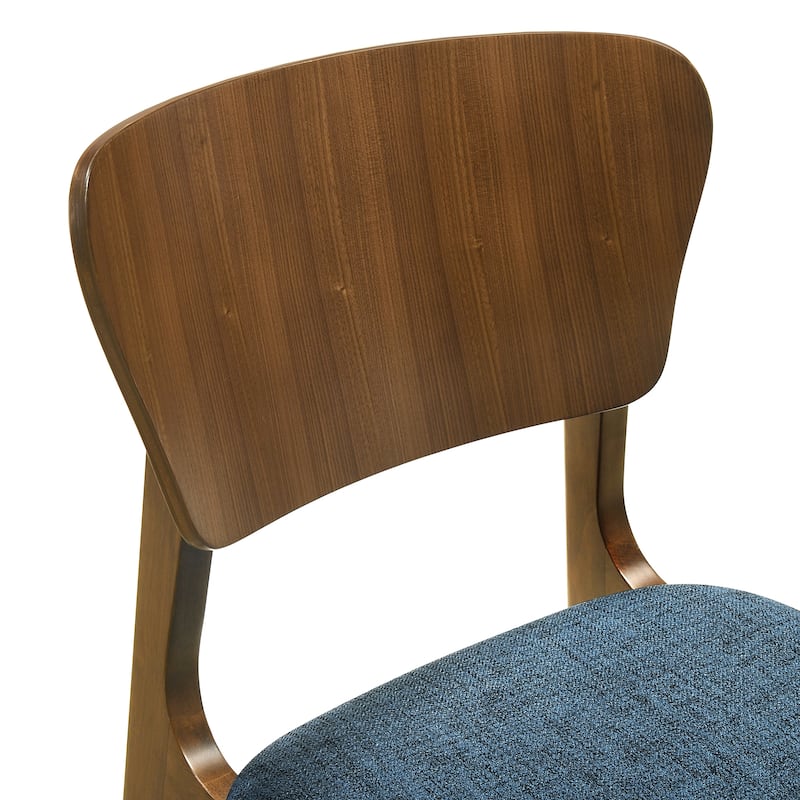 Kalia Mid-Century Modern Upholstered Wood Dining Chairs - Set of 2