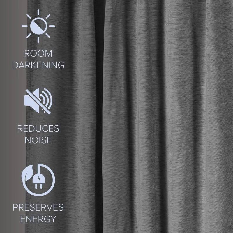 Chenille Solid Room Darkening Back Tab Single Curtain Panel
