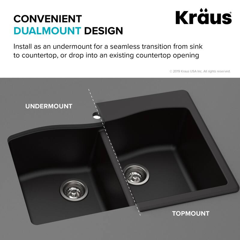 Kraus KGD-50-100-75MB Forteza 33" Undermount Double Basin Granite