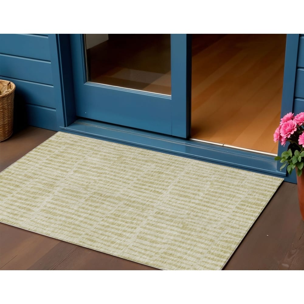 HomeRoots Striped Transitional Rectangle Outdoor Rug
