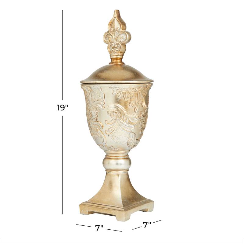 Gold Polystone Traditional Decorative Jar 19 x 7 x 7 - 7 x 7 x 19