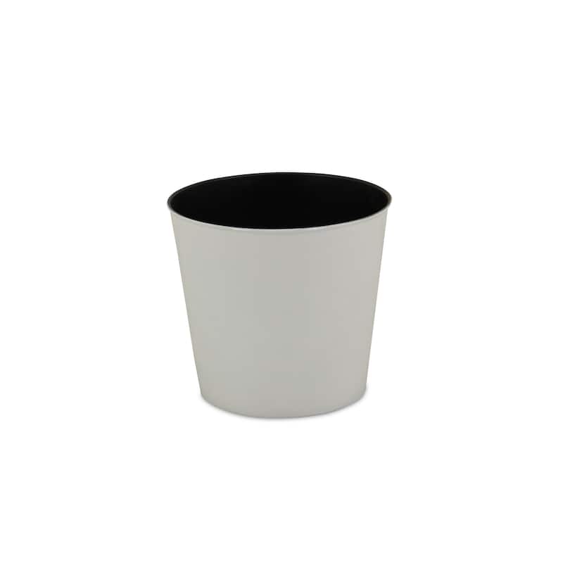 HomeRoots 9" White Recycled Plastic Indoor Outdoor Round Pot Planter