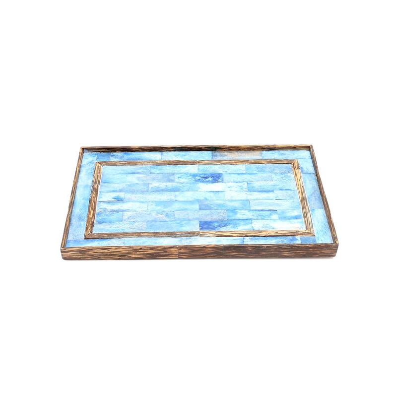 Ribaldi Handmade Bone Inlaid Wooden Tray/Décor & Serving Tray - 12X7.25X0.8"