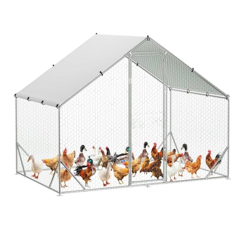 9.8 x 6.5 x 6.5FtGalvanized Steel Chicken PenWalk-in Poultry Cage - 9.8*6.5*6.5FT