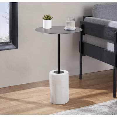 Carbon Loft Symbol Side Table with Concrete Base & Metal Top