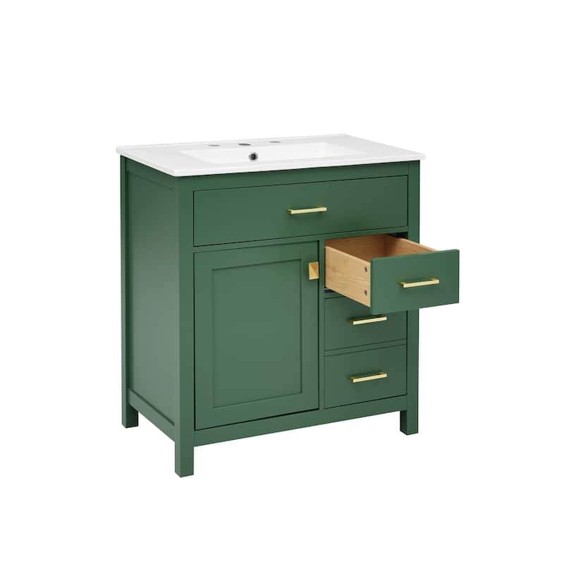 30 in. W x 18.3 in. D x 33.6 in. H Single Sink Freestanding Bath Vanity with White Ceramic Top