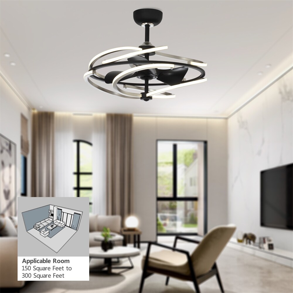 22 in. 56W LED Light Strip Ceiling Fan with Double Color Frame
