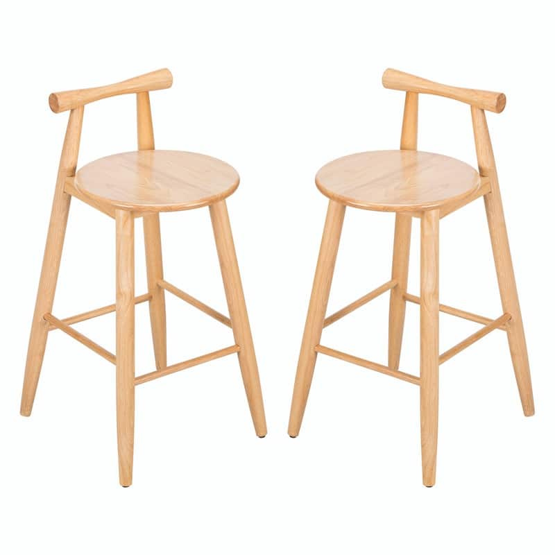 Grove Indoor Rubberwood Bar Stools with Natural Finish, Set of 2