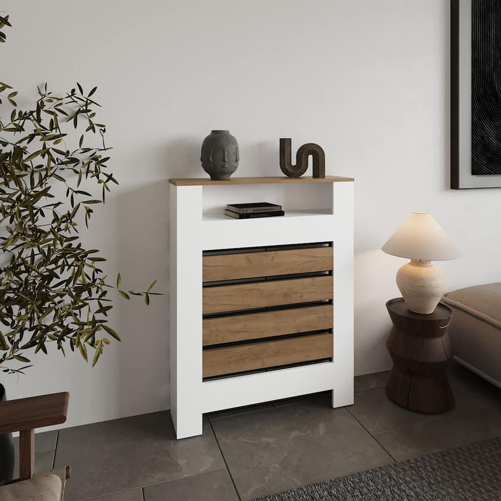Radiator Cover Cabinet Mistral, Slatted Panel, Natural Oak